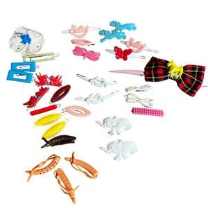 Set of 50-70's vintage barrettes/plastic barrettes girls plastic metal barrettes